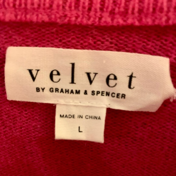 Velvet by Graham & Spencer Cashmere Sweater Red/Pink Size L - Picture 3 of 5
